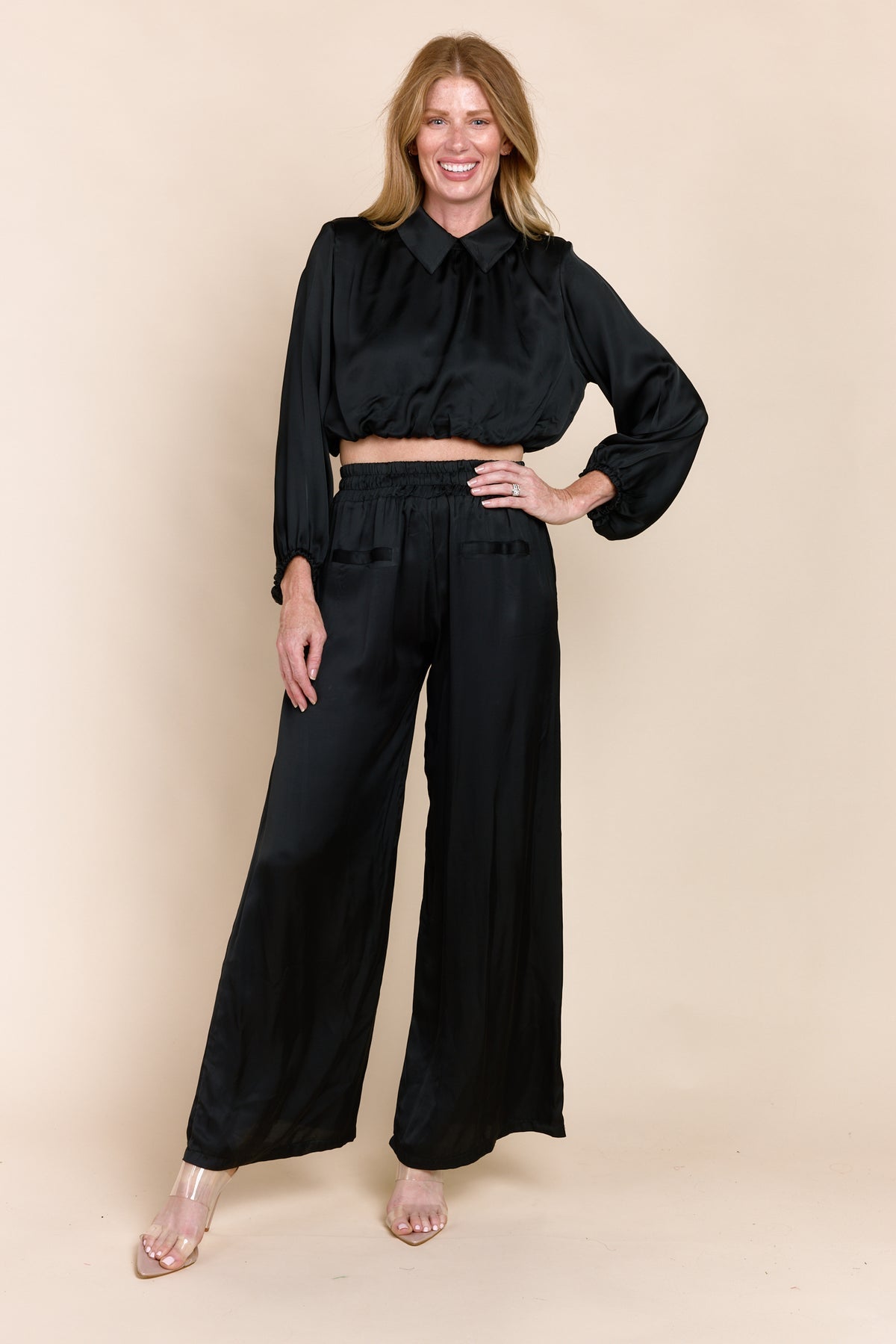 Sophia Amara Black Silky Pant