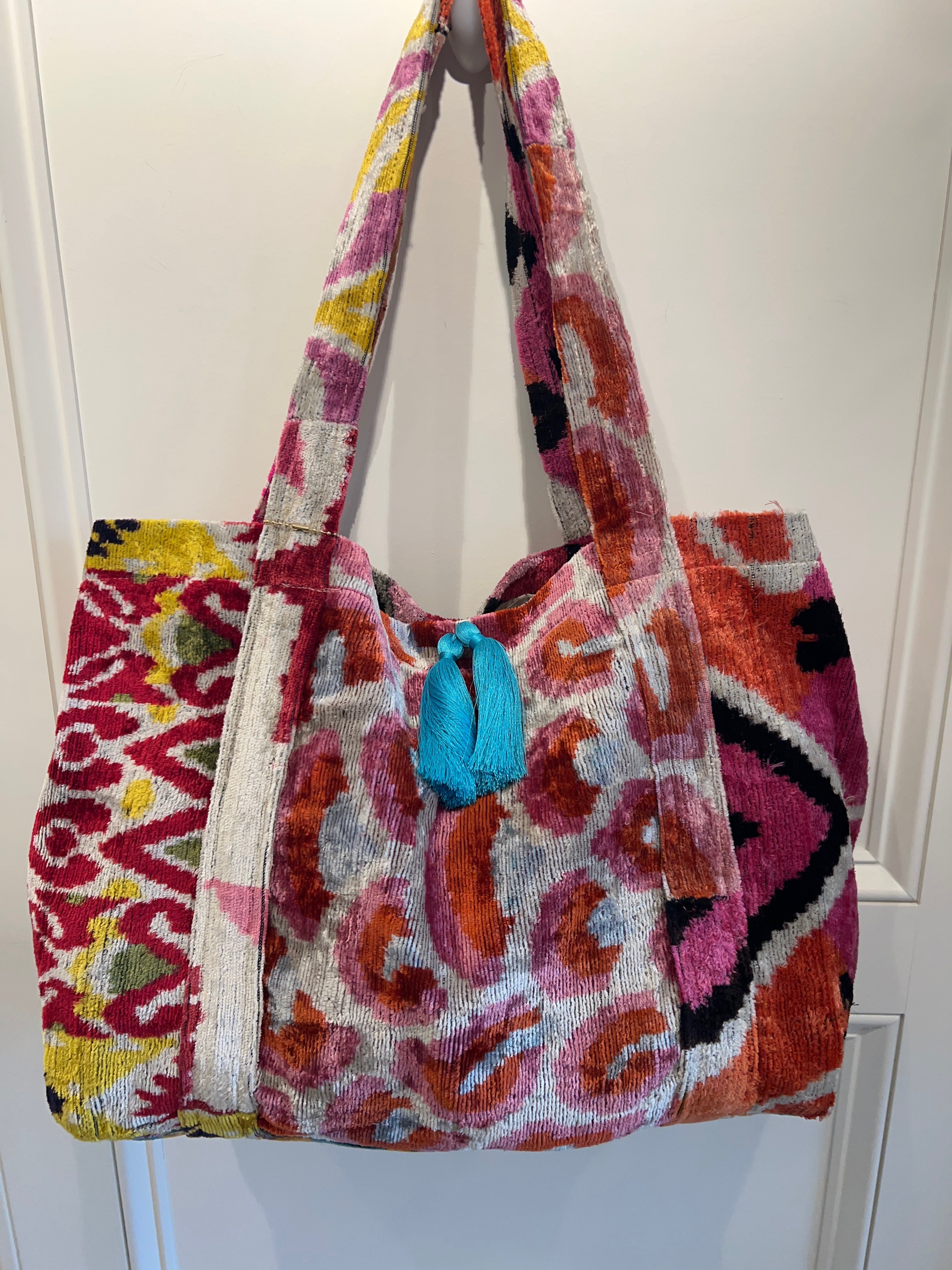 WW Emily Tote Multi-Pattern/Cerulean Tassel