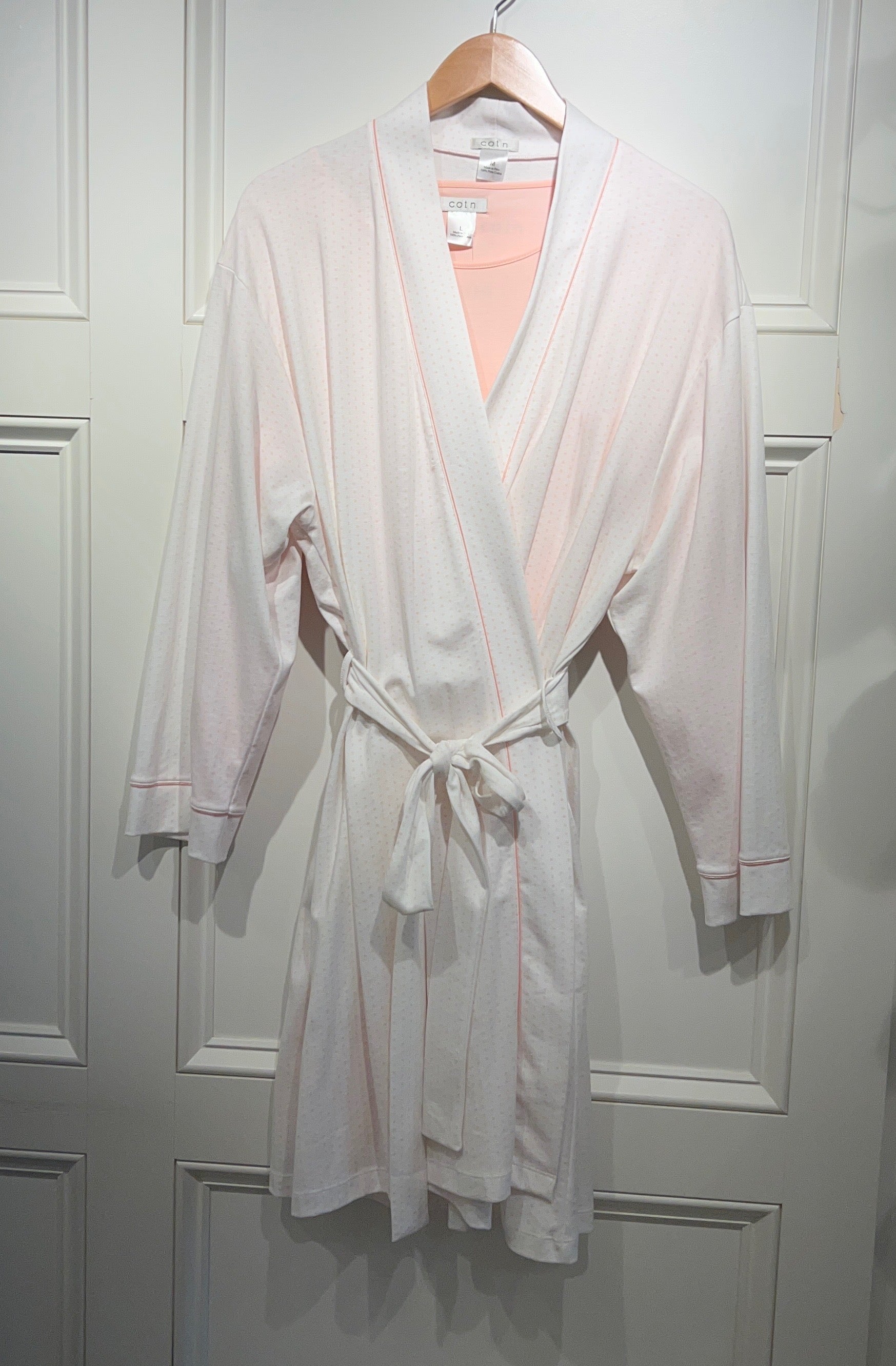 Cotn Pink Dot Wrap Robe