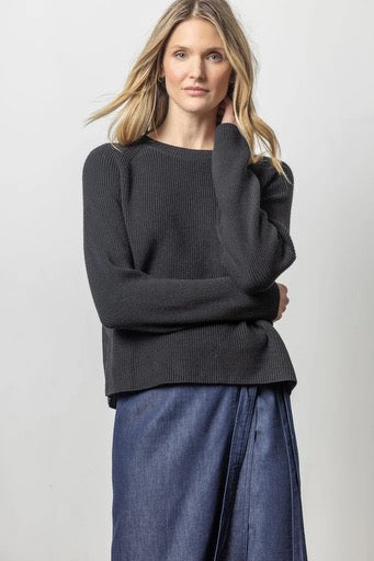 Lilla P Mixed Media Sweater Black