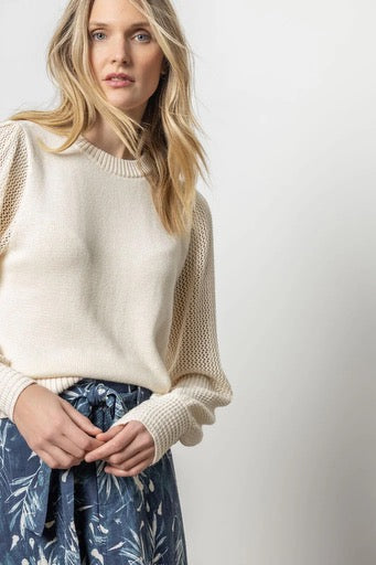 Lilla P Pointelle Sweater Cream