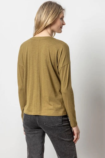 Lilla P Drop Shoulder V Neck Tee