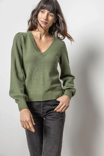 Lilla Pn V Neck Full Sleeve Sweater Wintergreen