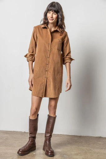 Lilla P Corduroy Shirtdress Acorn