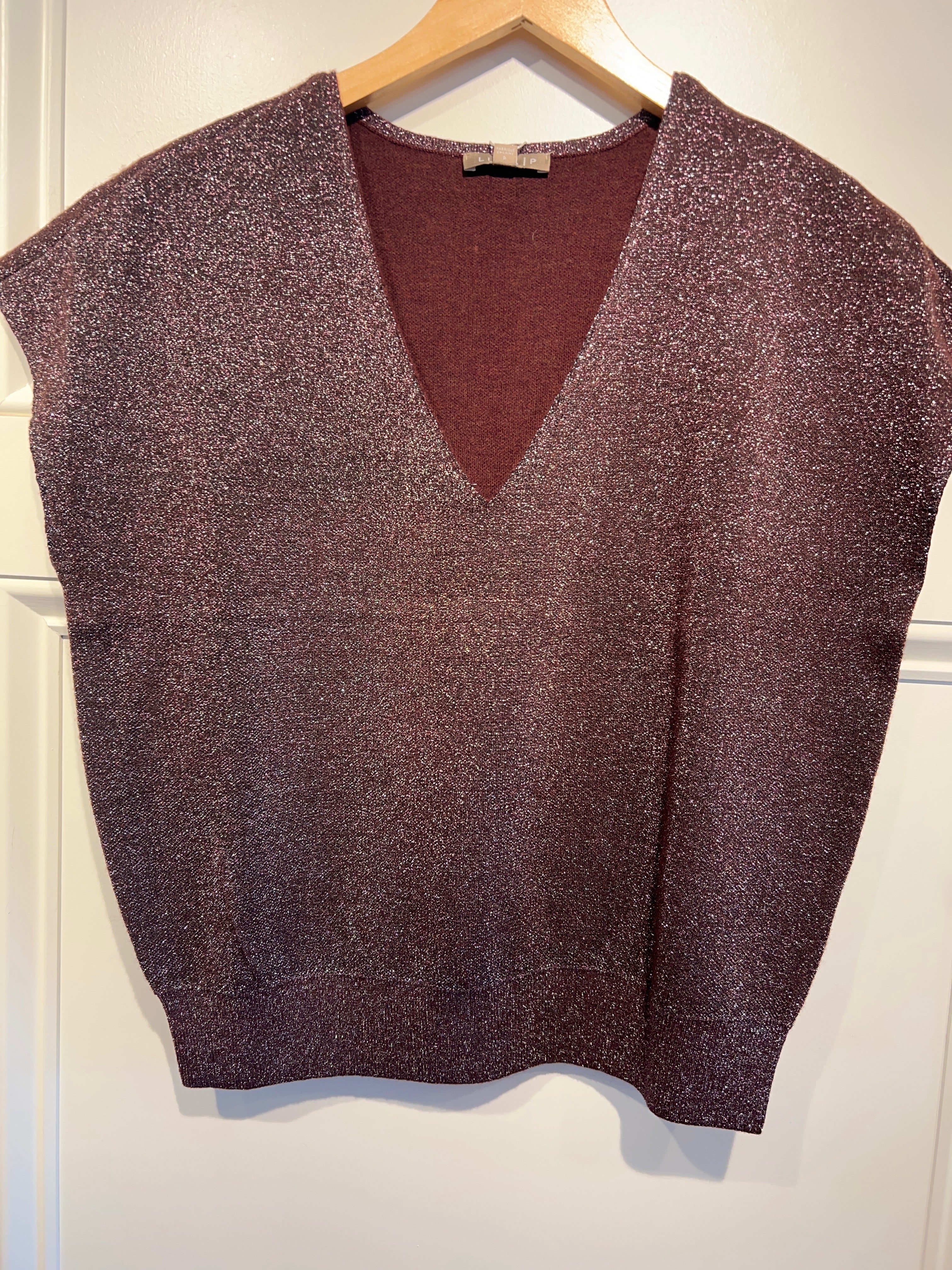 Lilla P V Neck Sweater Metallic Port