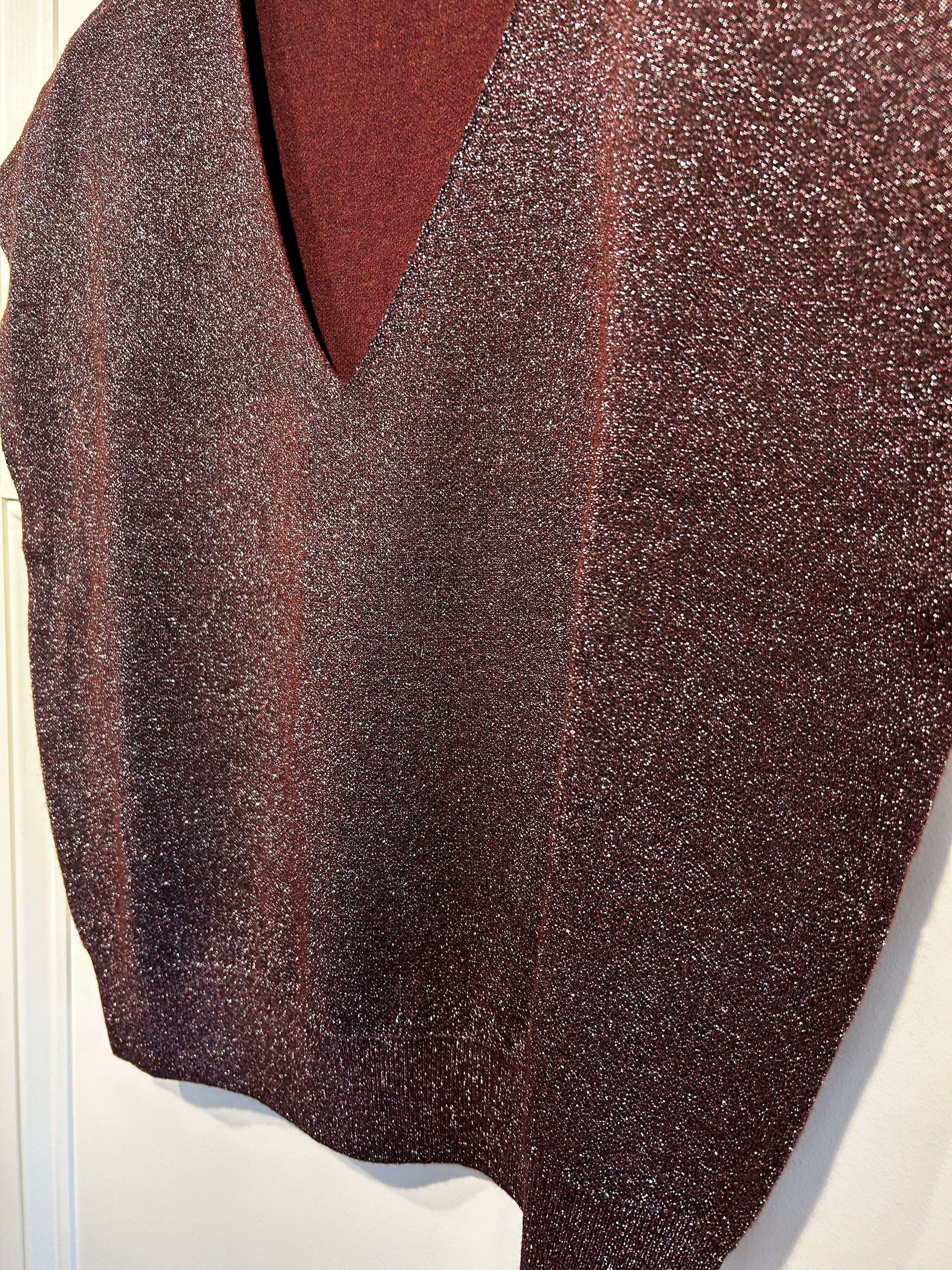 Lilla P V Neck Sweater Metallic Port