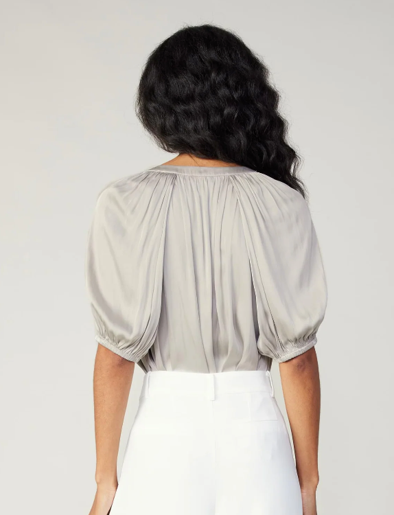 Current Air Half Sleeve V Neck Blouse Stone Grey