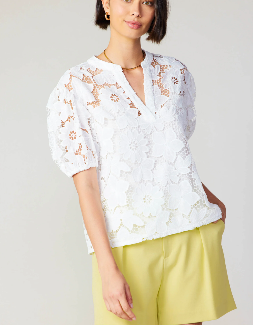 Current Air White Floral Lace Blouse