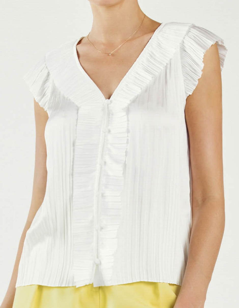 CA White Tiny Pleat Top