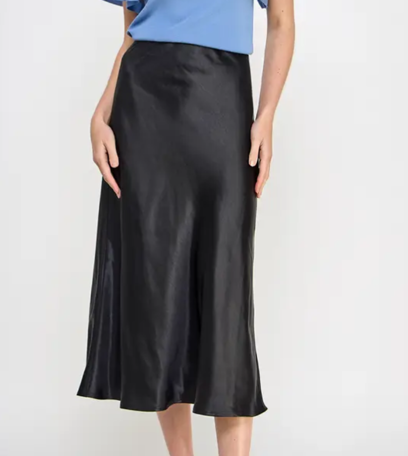 Ellison Black Satin Skirt