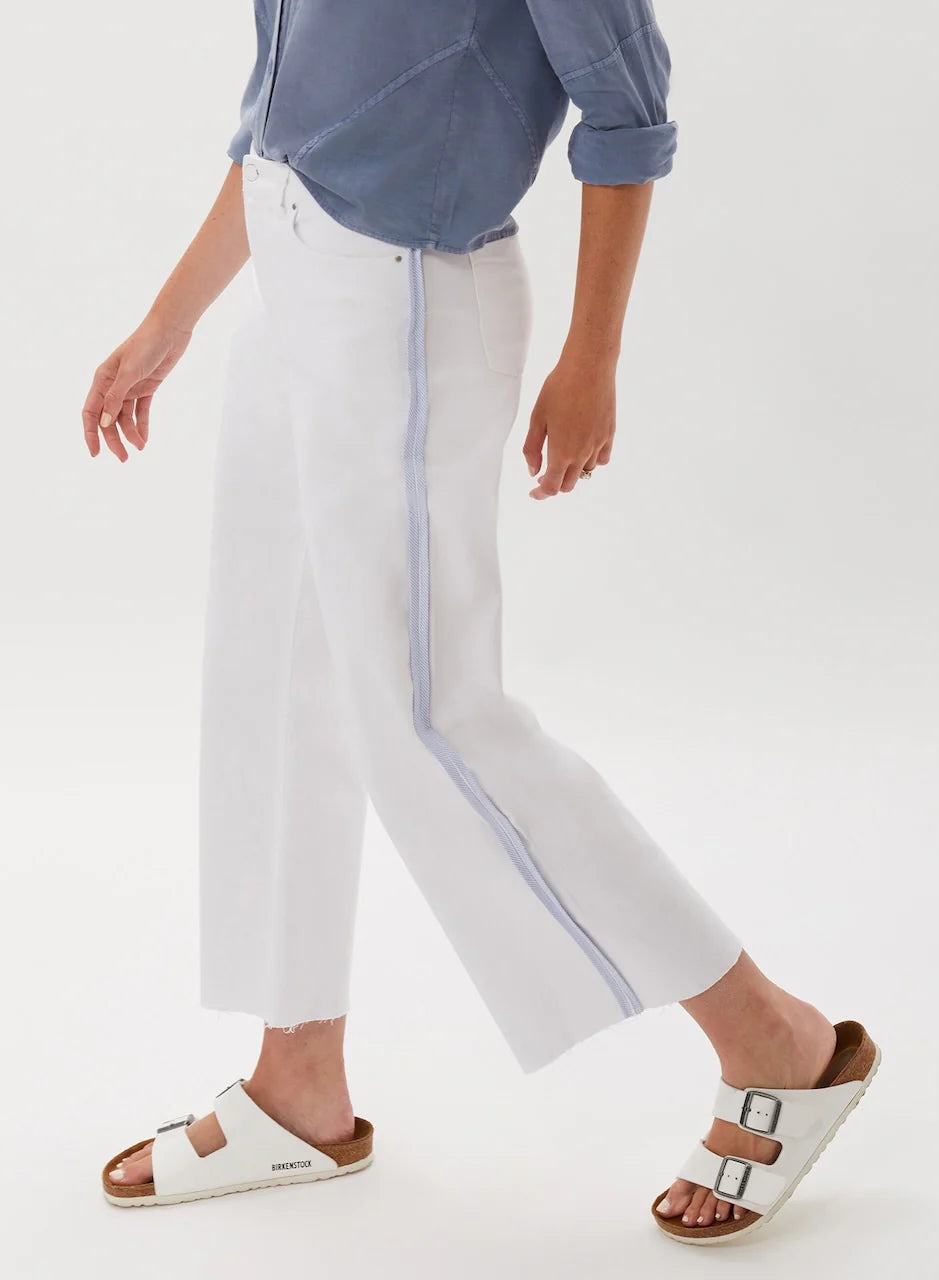 Ecru La Brea White Pant With  Stripe Trim