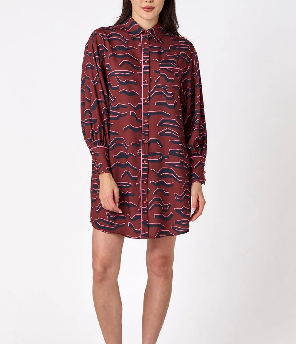 Crosby Button Front Crawford Dress